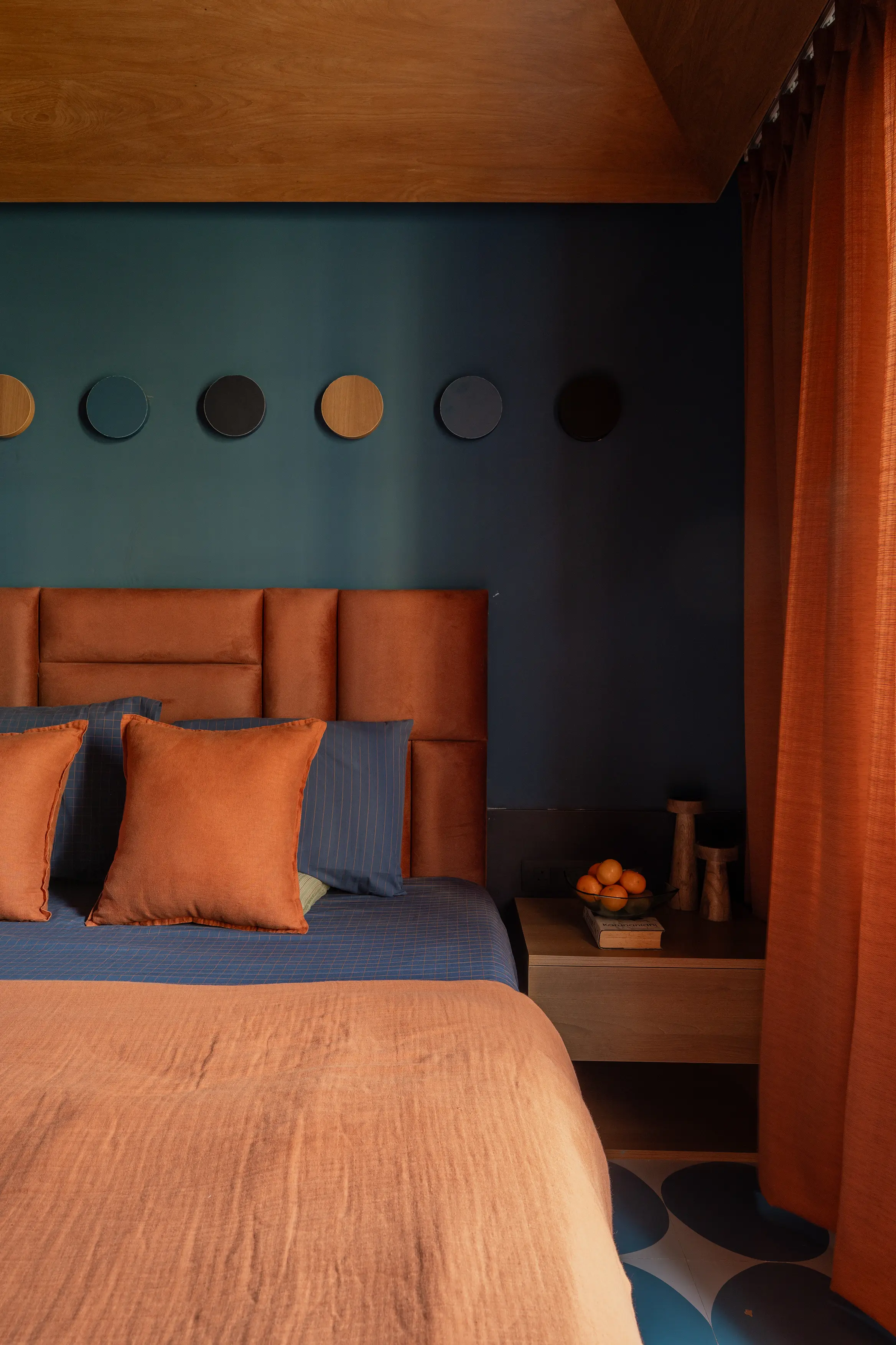 Chennai Interiors rustic blue bedroom