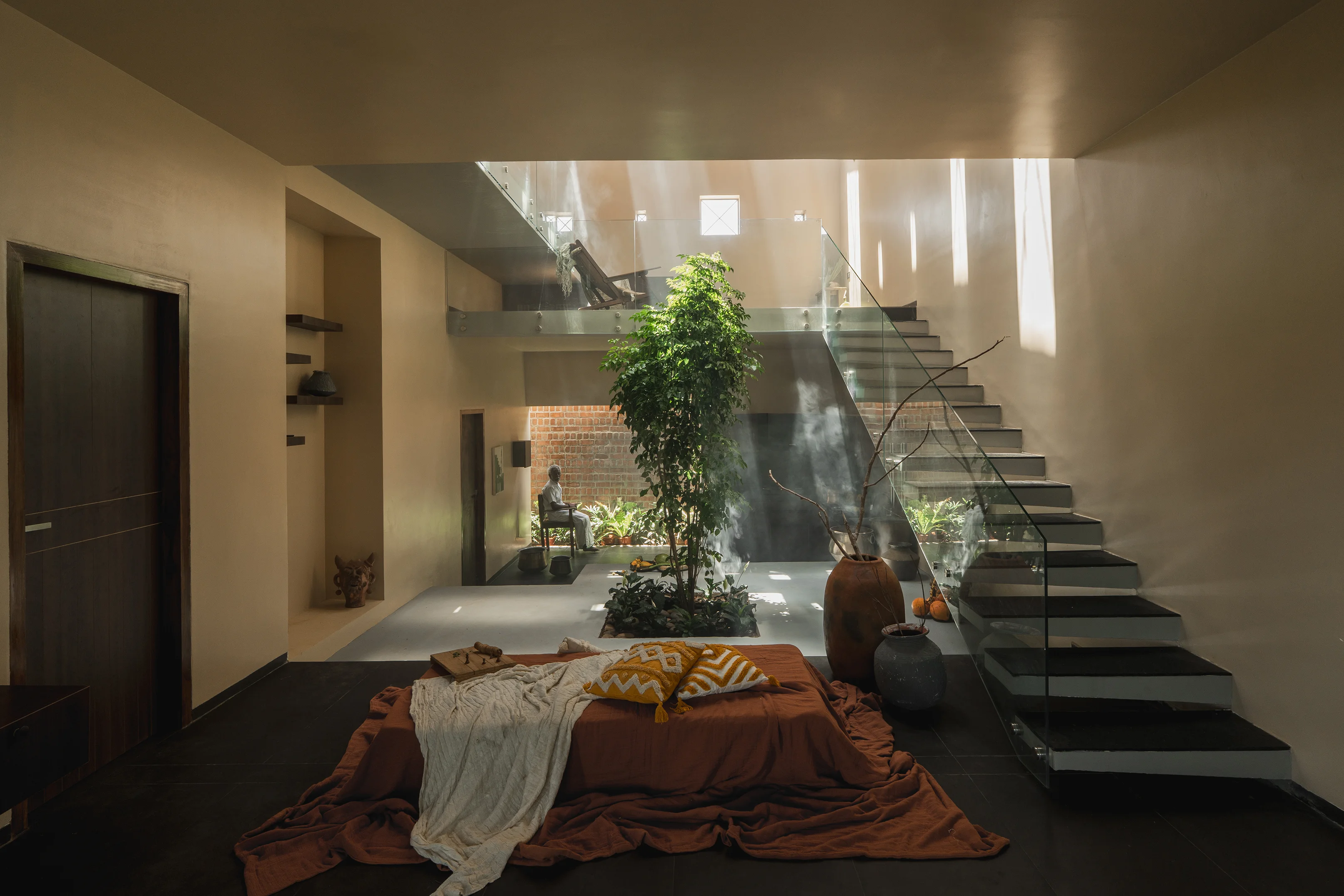 Theni Residence living room and staircase